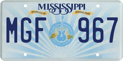 MS license plate MGF967