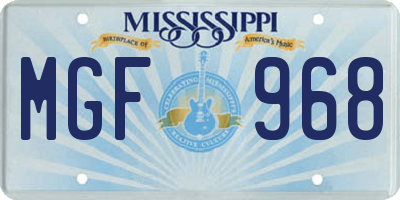 MS license plate MGF968