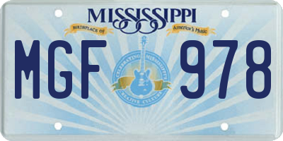 MS license plate MGF978