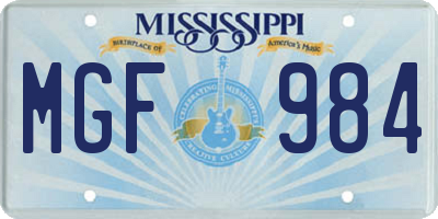 MS license plate MGF984