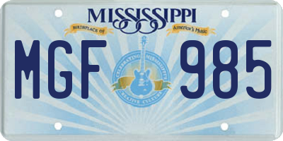 MS license plate MGF985
