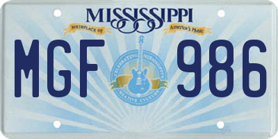 MS license plate MGF986