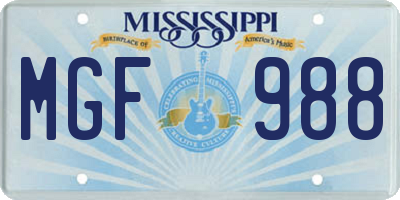 MS license plate MGF988