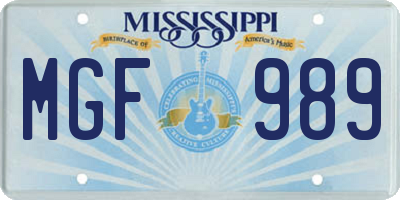 MS license plate MGF989