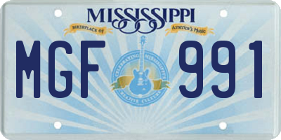 MS license plate MGF991