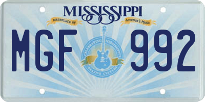 MS license plate MGF992
