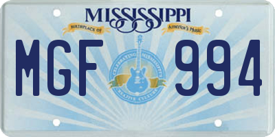 MS license plate MGF994