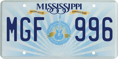 MS license plate MGF996