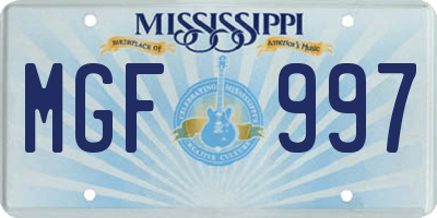 MS license plate MGF997