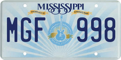 MS license plate MGF998