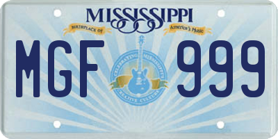 MS license plate MGF999