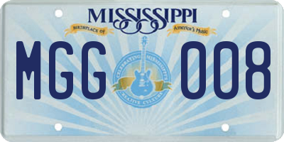 MS license plate MGG008