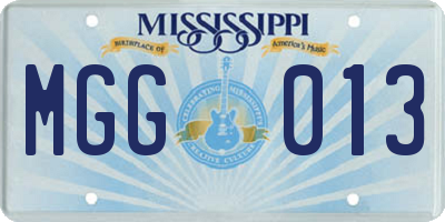MS license plate MGG013