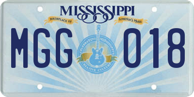 MS license plate MGG018