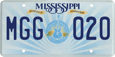 MS license plate MGG020