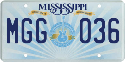 MS license plate MGG036