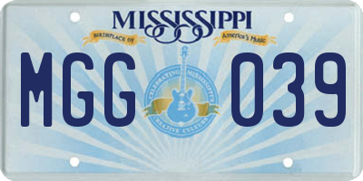 MS license plate MGG039