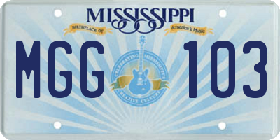 MS license plate MGG103