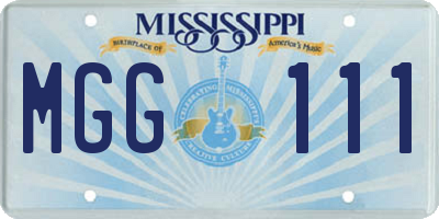 MS license plate MGG111