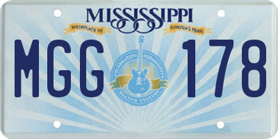 MS license plate MGG178
