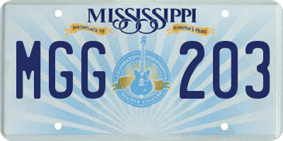 MS license plate MGG203