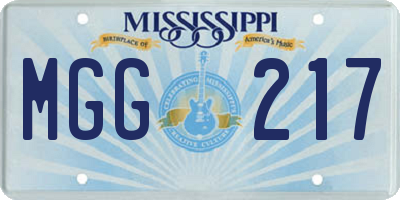 MS license plate MGG217