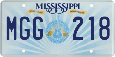 MS license plate MGG218