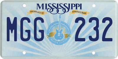 MS license plate MGG232