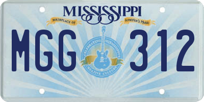 MS license plate MGG312