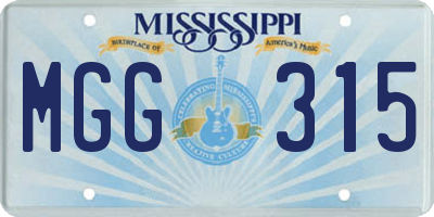 MS license plate MGG315