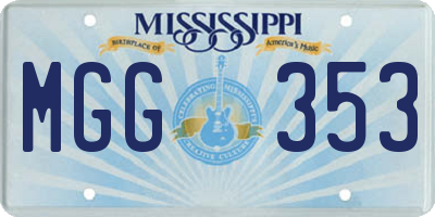 MS license plate MGG353