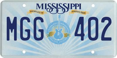 MS license plate MGG402