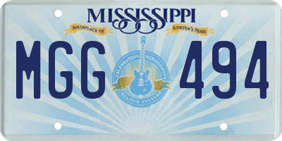 MS license plate MGG494