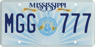 MS license plate MGG777