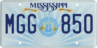 MS license plate MGG850