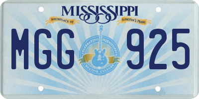 MS license plate MGG925