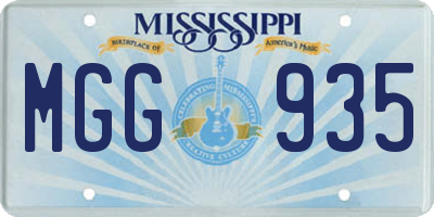 MS license plate MGG935
