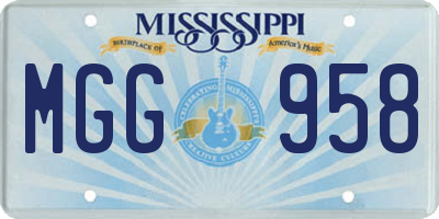 MS license plate MGG958