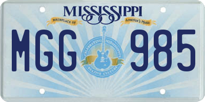 MS license plate MGG985