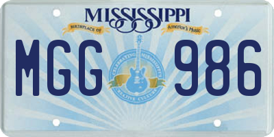 MS license plate MGG986
