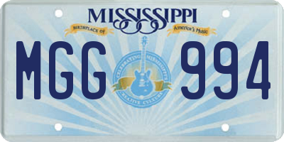 MS license plate MGG994