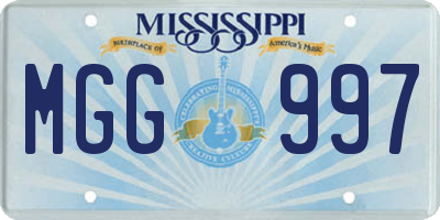 MS license plate MGG997