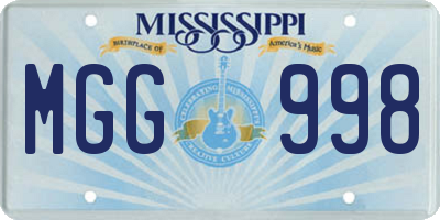 MS license plate MGG998