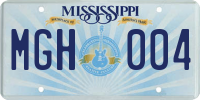 MS license plate MGH004