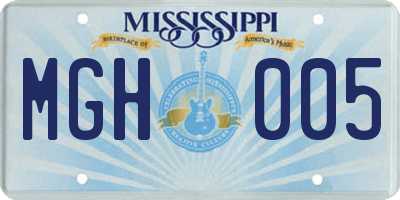 MS license plate MGH005