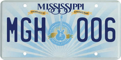 MS license plate MGH006