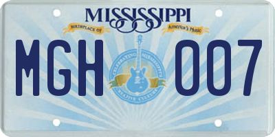 MS license plate MGH007