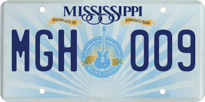 MS license plate MGH009