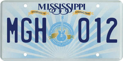 MS license plate MGH012