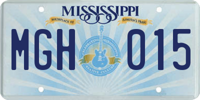 MS license plate MGH015